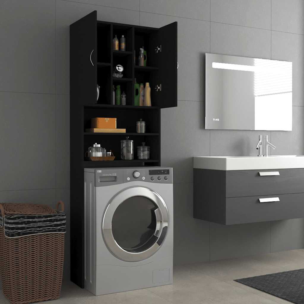 vidaXL Ντουλάπι Πλυντηρίου Μαύρο 64 x 25,5 x 190 εκ.
