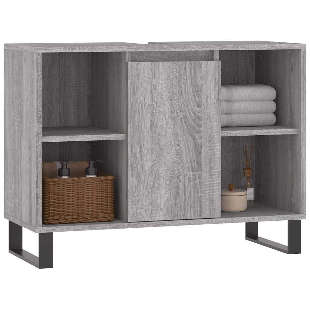 vidaXL Ντουλάπι Μπάνιου Γκρι Sonoma 80 x 33 x 60 εκ. από Επεξεργ. Ξύλο