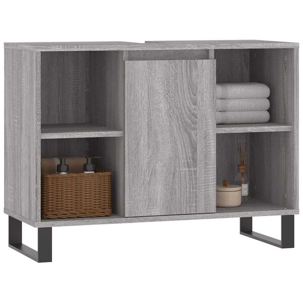 vidaXL Ντουλάπι Μπάνιου Γκρι Sonoma 80 x 33 x 60 εκ. από Επεξεργ. Ξύλο