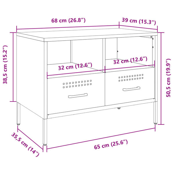 vidaXL Έπιπλο Τηλεόρασης Μαύρο 68x39x50,5 εκ. Ατσάλινο