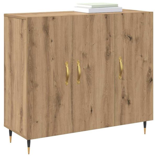 vidaXL Πλαϊνό γραφείο Καφέ 90 x 34 x 80 εκ. Επεξεργασμένο ξύλο