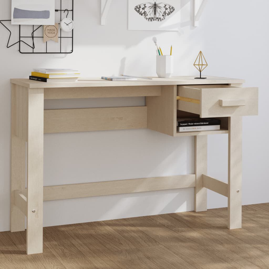 vidaXL Γραφείο HAMAR Καφέ Μελί 110 x 40 x 75 εκ. Μασίφ Ξύλο Πεύκου