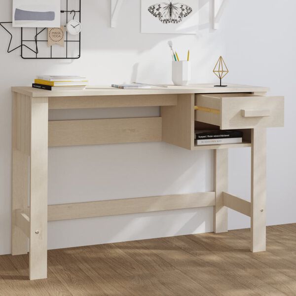 vidaXL Γραφείο HAMAR Καφέ Μελί 110 x 40 x 75 εκ. Μασίφ Ξύλο Πεύκου