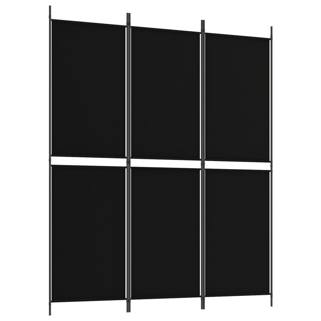 vidaXL Διαχωριστικό Δωματίου με 3 Πάνελ Μαύρο 150 x 180 εκ. Υφασμάτινο