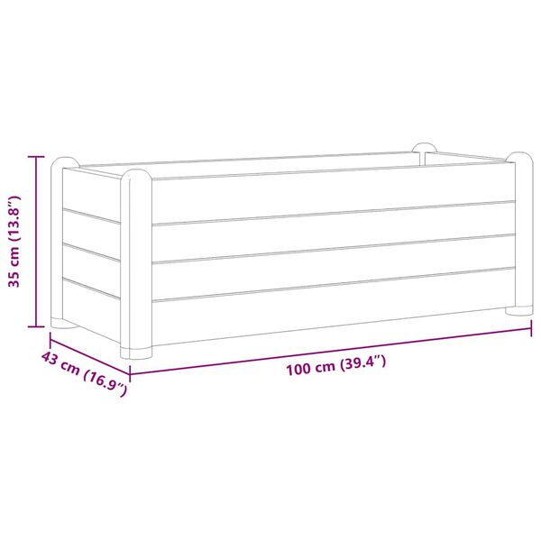 vidaXL Ζαρντινιέρα Υπερυψωμένη Γκρι 100 x 43 x 35 εκ. Πολυπροπυλένιο