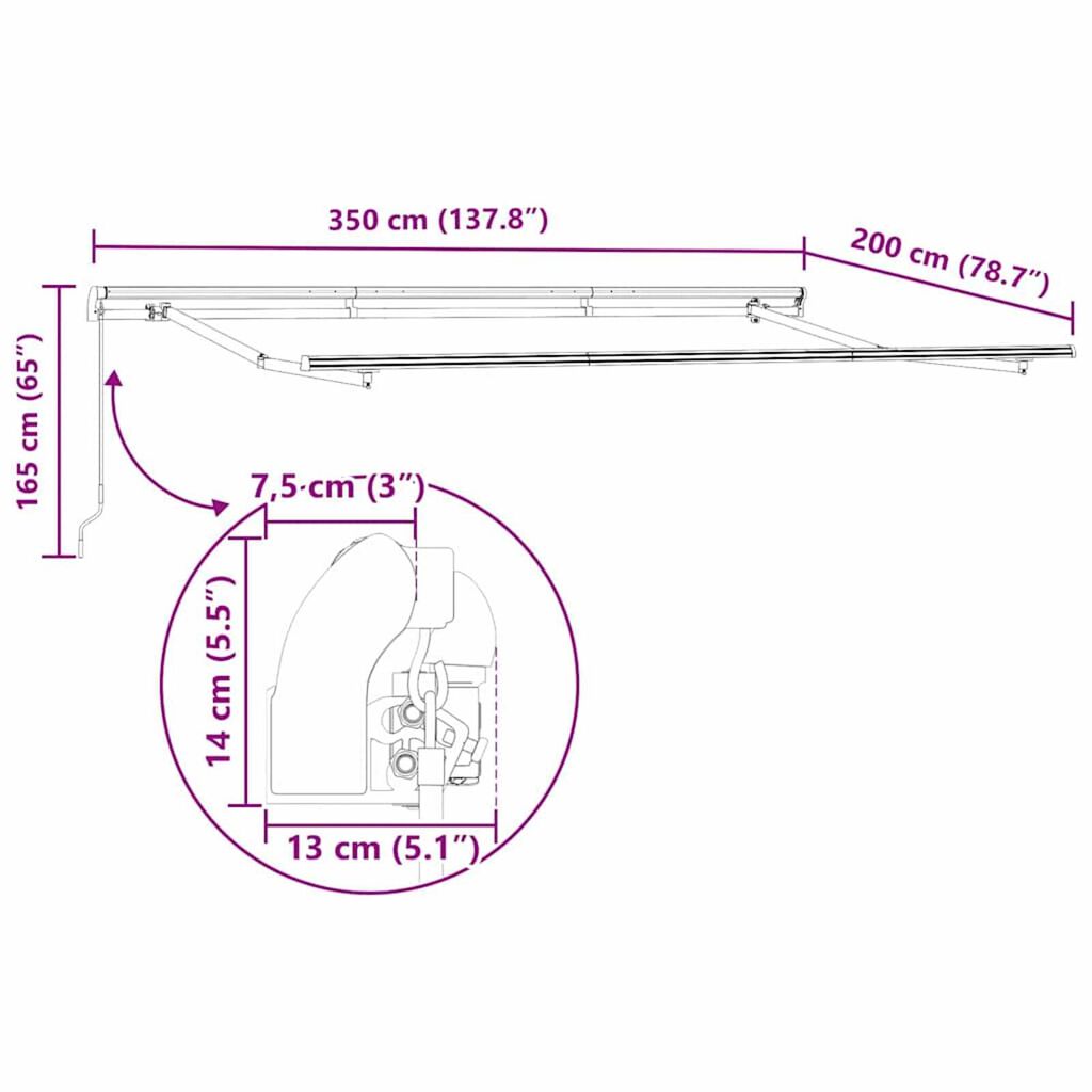 vidaXL Σκηνίτσα Αναδιπλούμενη Λευκό 350 x 200 cm