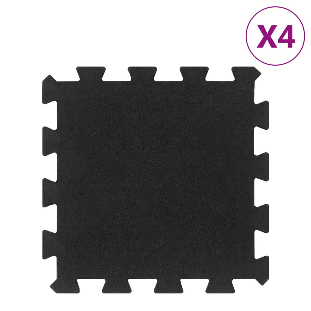 vidaXL Δάπεδο Προστασίας Παζλ 4 τεμ. Μαύρο 16 χιλ. 30x30 εκ. Καουτσουκ