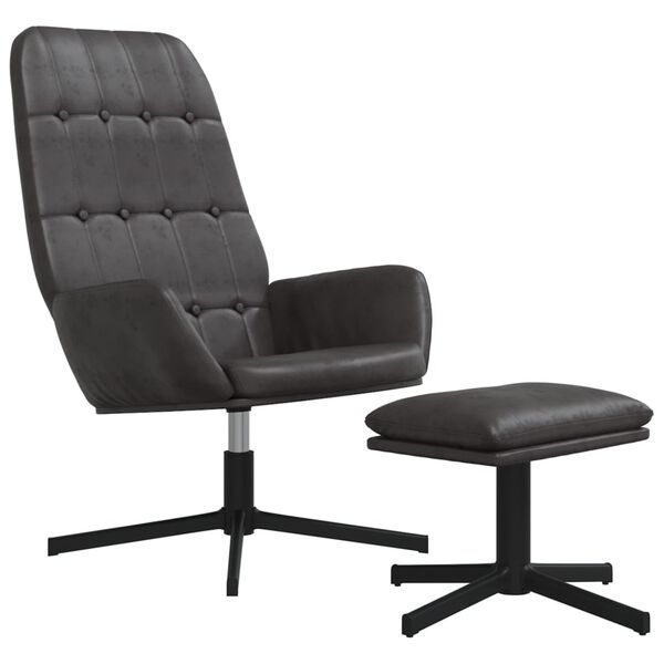 vidaXL Πολυθρόνα Relax Γυαλιστερό Μαύρο Συνθετικό Δέρμα με Υποπόδιο
