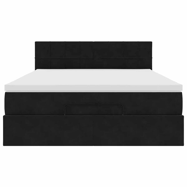 vidaXL Οθωμανικό κρεβάτι με στρώμα & LEDs Μαύρο 140x190cm Velvet