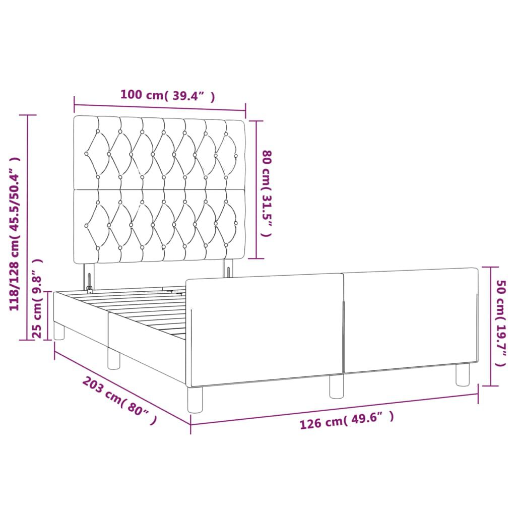 vidaXL Πλαίσιο Κρεβατιού με Κεφαλάρι Ροζ 120x200 εκ. Βελούδινο