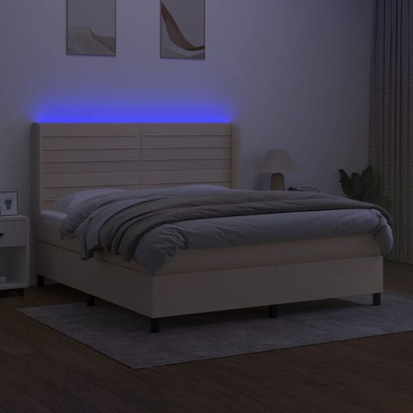vidaXL &Kappa;&rho;&epsilon;&beta;ά&tau;&iota; Boxspring &mu;&epsilon; &Sigma;&tau;&rho;ώ&mu;&alpha; & LED &Kappa;&rho;&epsilon;&mu; 160x200 &epsilon;&kappa;. &Upsilon;&phi;&alpha;&sigma;&mu;ά&tau;&iota;&nu;&omicron;