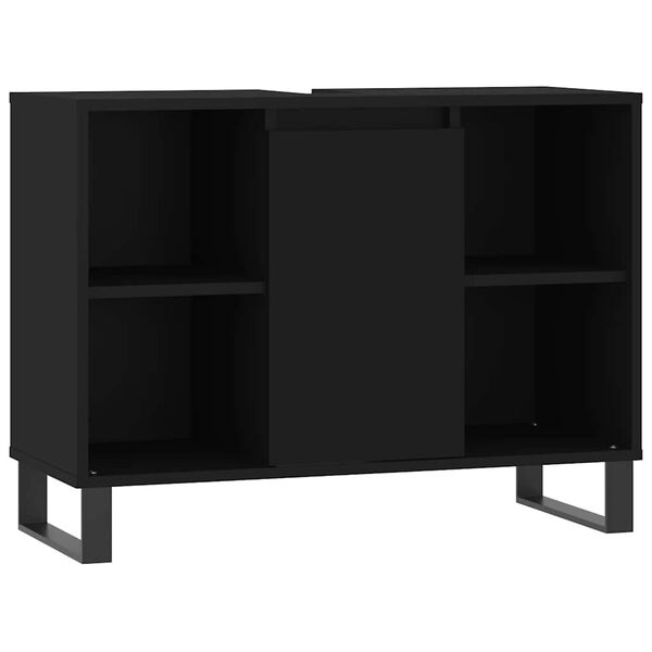 vidaXL Ντουλάπι Μπάνιου Μαύρο 80 x 33 x 60 εκ. από Επεξεργασμένο Ξύλο