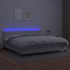 vidaXL Κρεβάτι Boxspring με Στρώμα & LED Λευκό 200x200 εκ. Συνθ. Δέρμα