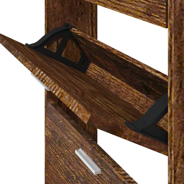 vidaXL Παπουτσοθήκη Καπνιστή Δρυς 59x17x150 εκ. από Επεξεργασμένο Ξύλο