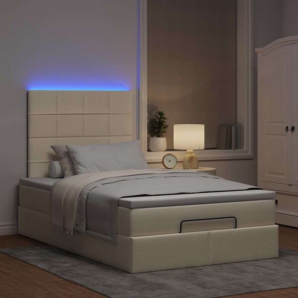 vidaXL &Omicron;&theta;&omega;&mu;&alpha;&nu;&iota;&kappa;ό &kappa;&rho;&epsilon;&beta;ά&tau;&iota; &mu;&epsilon; &sigma;&tau;&rho;ώ&mu;&alpha; & LEDs Cream 120x190cm ύ&phi;&alpha;&sigma;&mu;&alpha;