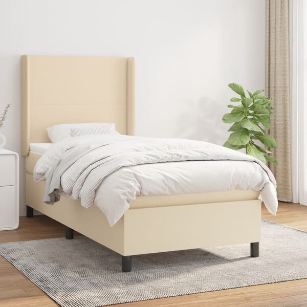 vidaXL &Kappa;&rho;&epsilon;&beta;ά&tau;&iota; Boxspring &mu;&epsilon; &Sigma;&tau;&rho;ώ&mu;&alpha; &Kappa;&rho;&epsilon;&mu; 100 x 200 &epsilon;&kappa;. &Upsilon;&phi;&alpha;&sigma;&mu;ά&tau;&iota;&nu;&omicron;