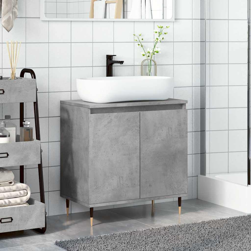 vidaXL Ντουλάπι Μπάνιου Γκρι Σκυροδεμ. 58 x 33 x 60 εκ. Επεξεργ. Ξύλο