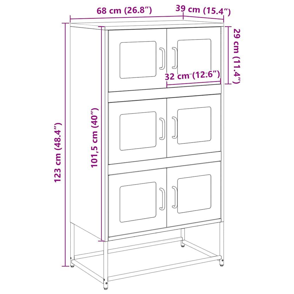 vidaXL Highboard Ροζ 68x39x123 cm Ατσάλι
