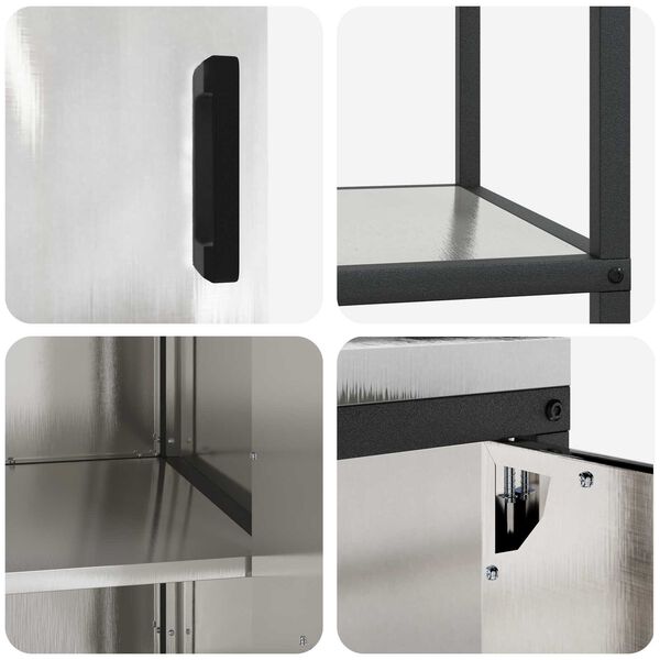vidaXL Σετ Αποθήκευσης Κουζίνας με ράφι 2 pcs Ασημί 150 x 50 x 92 εκ.