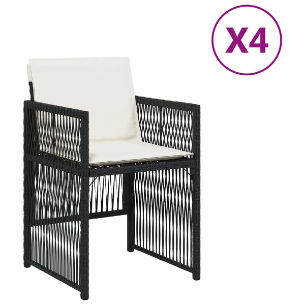 vidaXL Καρέκλες Κήπου 4 τεμ. Μαύρες από Συνθετικό Ρατάν με Μαξιλάρια