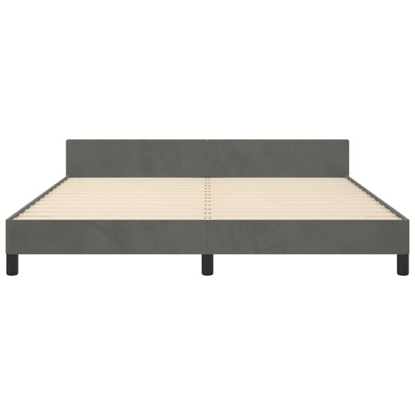 vidaXL Πλαίσιο Κρεβατιού με Κεφαλάρι Σκ. Γκρι 180x200 εκ. Βελούδινο