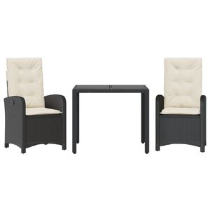 vidaXL Σετ Τραπεζαρίας Κήπου 3 τεμ. Γκρι Συνθ. Ρατάν με Μαξιλάρια