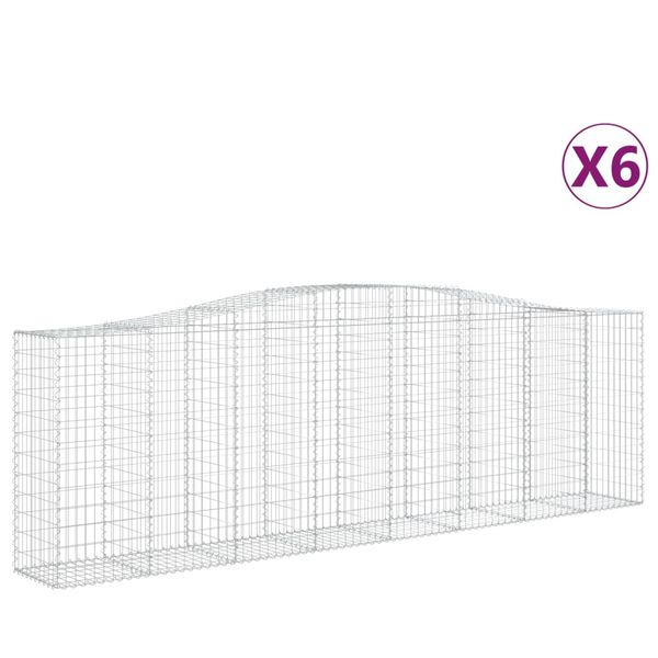 vidaXL Συρματοκιβώτια Τοξωτά 6 τεμ. 400x50x120/140 εκ. Γαλβαν. Ατσάλι