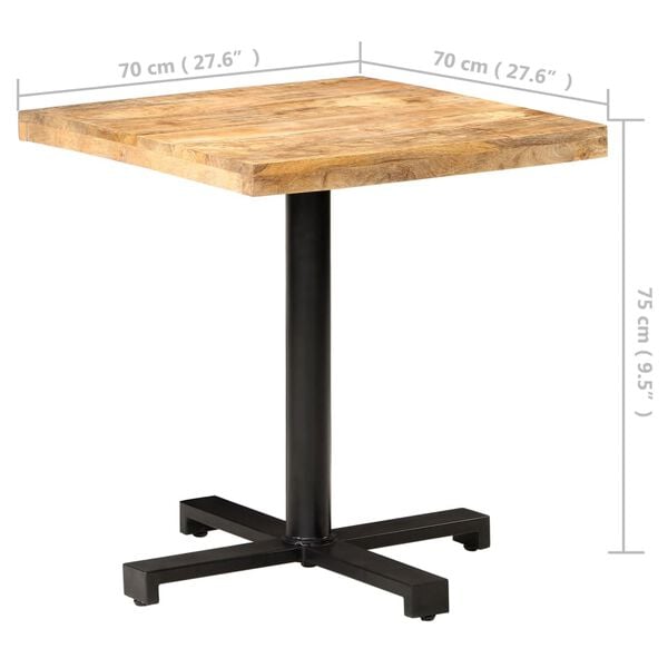 vidaXL Τραπέζι Bistro Τετράγωνο 70x70x75 εκ. Ακατέργαστο Ξύλο Μάνγκο