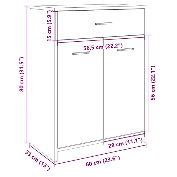 vidaXL Ντουλάπι Μπάνιου Sonoma Δρυς 60 x 33 x 80 εκ. από Επεξ. Ξύλο