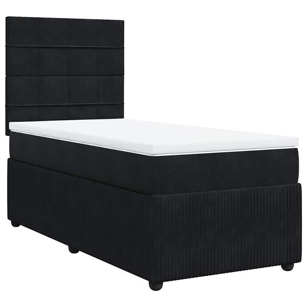 vidaXL Κρεβάτι Boxspring με Στρώμα Μαύρο 90x190 εκ. Βελούδινο