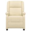 vidaXL Πολυθρόνα Μασάζ με Ανύψωση Κρεμ Γνήσιο Δέρμα