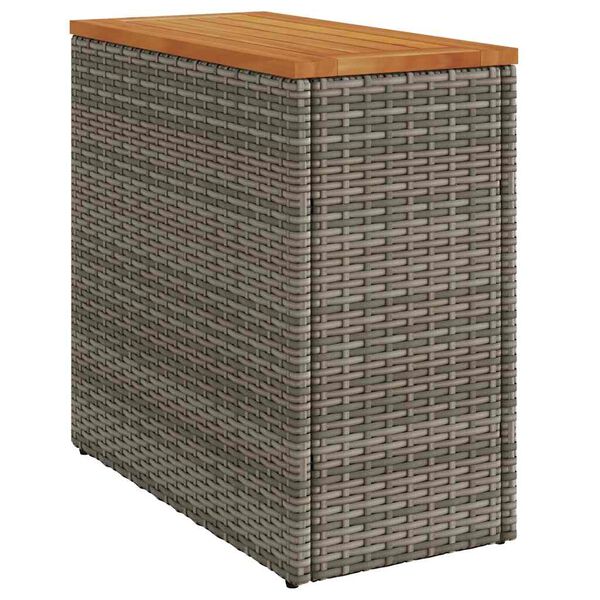 vidaXL Τραπέζι Κήπου με Ξύλινη Επιφάνεια Γκρι 58x27,5x55εκ Συνθ. Ρατάν
