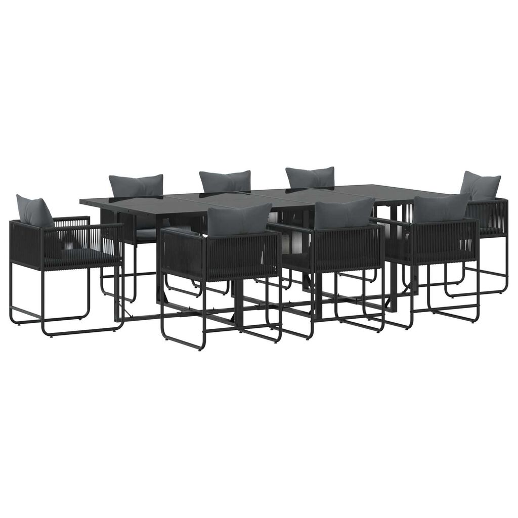 vidaXL Σέτ φαγητού για κήπο 9 pcs Μαύρο Ατσάλι