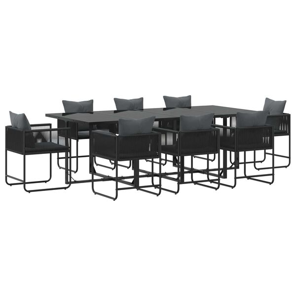 vidaXL Σέτ φαγητού για κήπο 9 pcs Μαύρο Ατσάλι