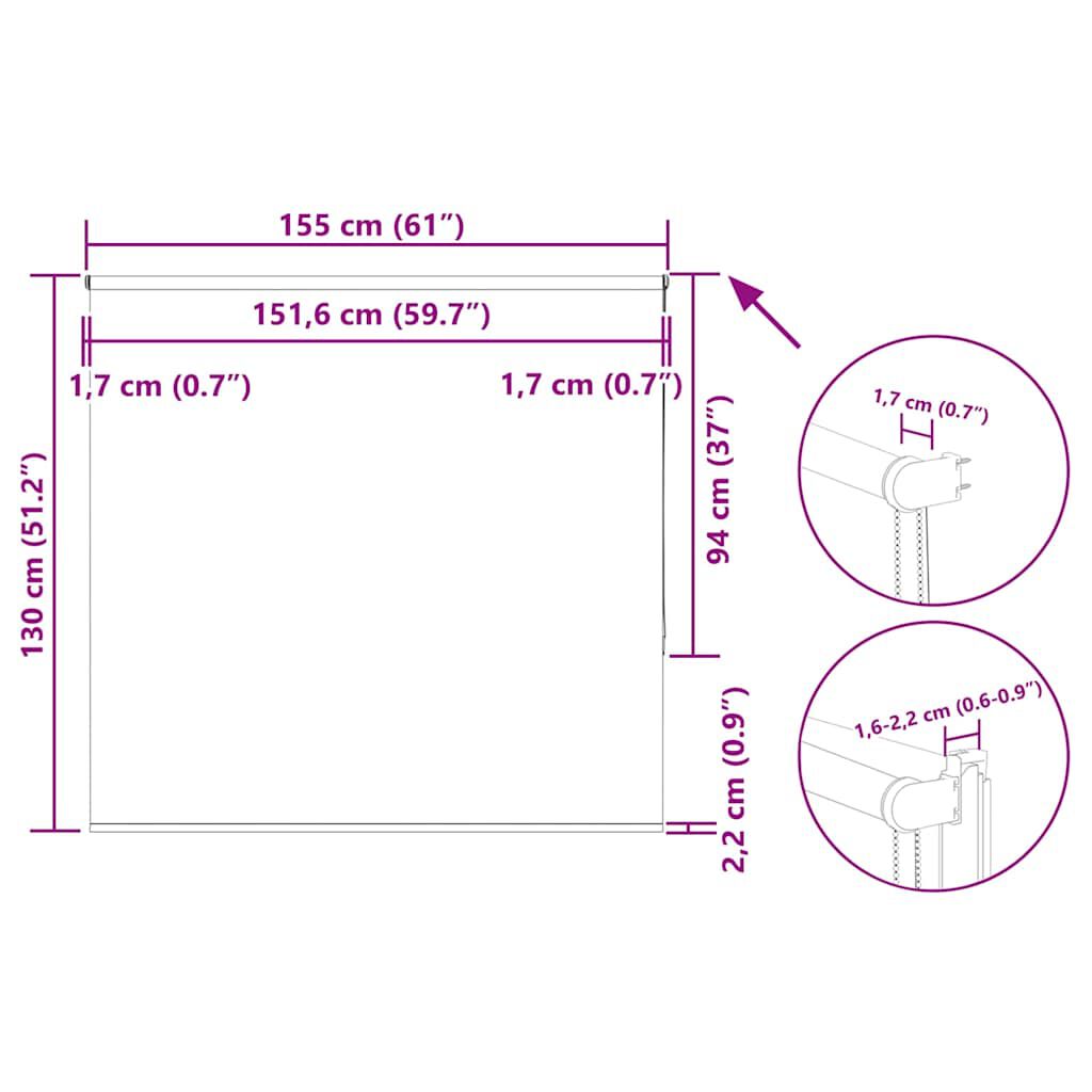 vidaXL Roller Blind Blackout Μαύρο 155x130 cm Πλάτος υφάσματος 151,6cm