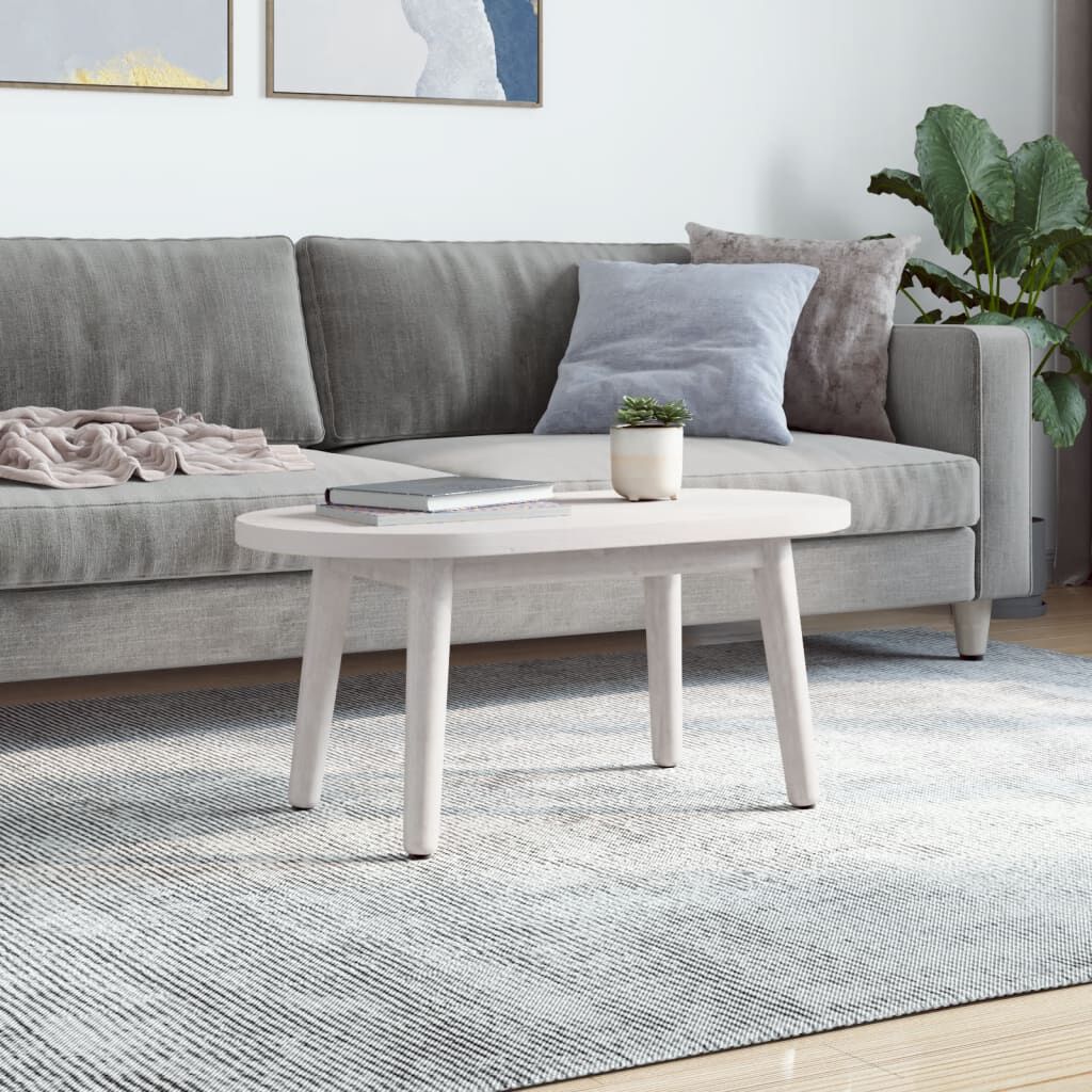 vidaXL Επιφάνεια Τραπεζιού Οβάλ Λευκή 60x30x2,5 εκ. Μασίφ Ξύλο Πεύκου