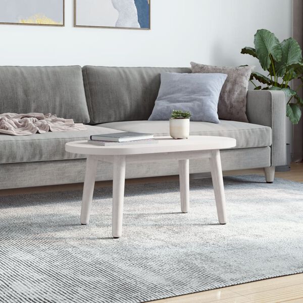 vidaXL Επιφάνεια Τραπεζιού Οβάλ Λευκή 60x30x2,5 εκ. Μασίφ Ξύλο Πεύκου