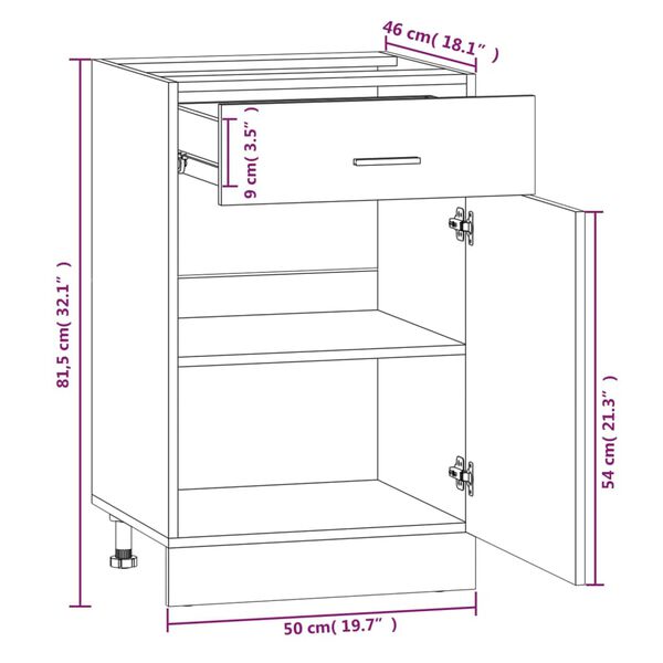 vidaXL Έπιπλο Με Συρτάρι Lyon Καπνιστή Δρυς 50x46x81,5εκ.