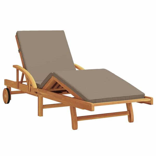 vidaXL Ξαπλώστρα με μαξιλάρι Taupe 200 x 67 x 84εκ Μασίφ ξύλο ακακίας