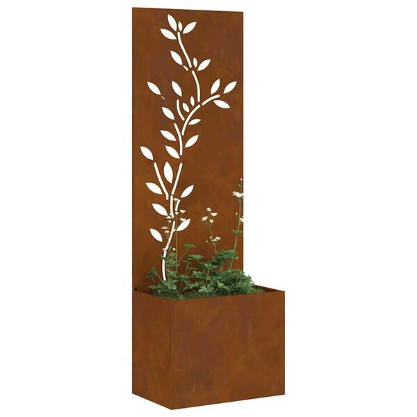 vidaXL Γλάστρα Κήπου με Διακοσμητική Πάνελ Σκ rusty 50 x 140 cm