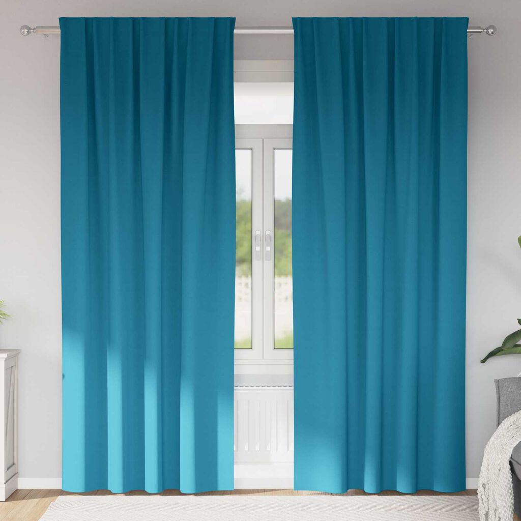 vidaXL Κουρτίνες με κουρτίνες 2 pcs Τιρκουάζ 245 x 140 εκ. Πολυεστέρας