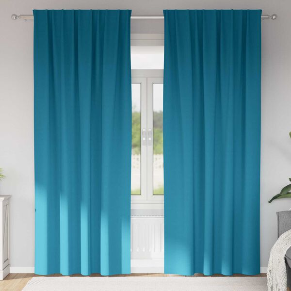 vidaXL Κουρτίνες με κουρτίνες 2 pcs Τιρκουάζ 245 x 140 εκ. Πολυεστέρας