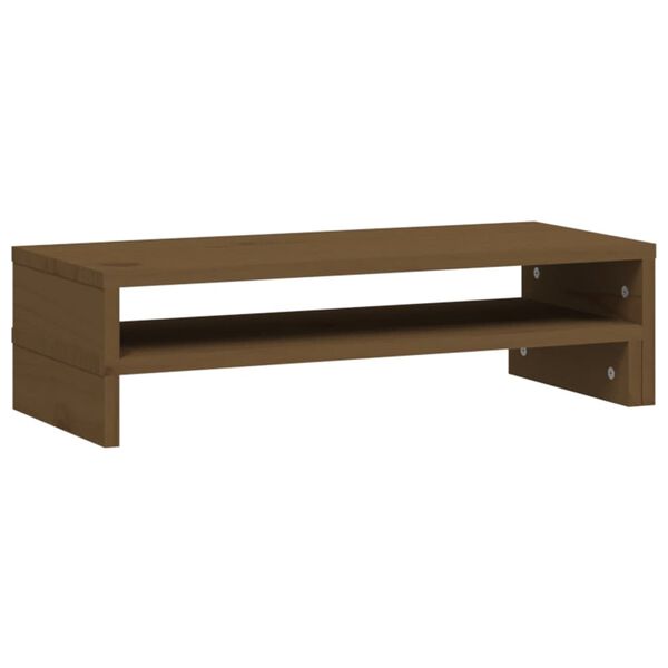 vidaXL Βάση Οθόνης Καφέ Μελί (52-101)x22x14 εκ. από Μασίφ Ξύλο Πεύκου