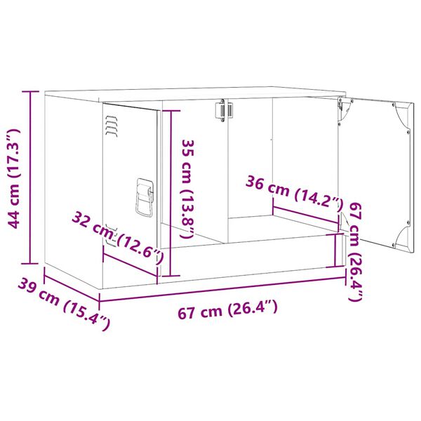 vidaXL Έπιπλο Τηλεόρασης Ανθρακί 67x39x44 εκ. από Χάλυβα