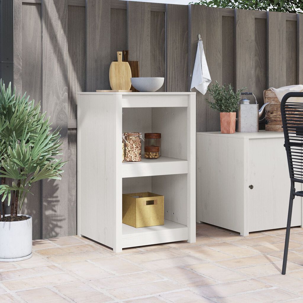 vidaXL Ντουλάπι εξωτερικής κουζίνας Λευκό 55x55x92 εκ. Μασίφ ξύλο πεύκου