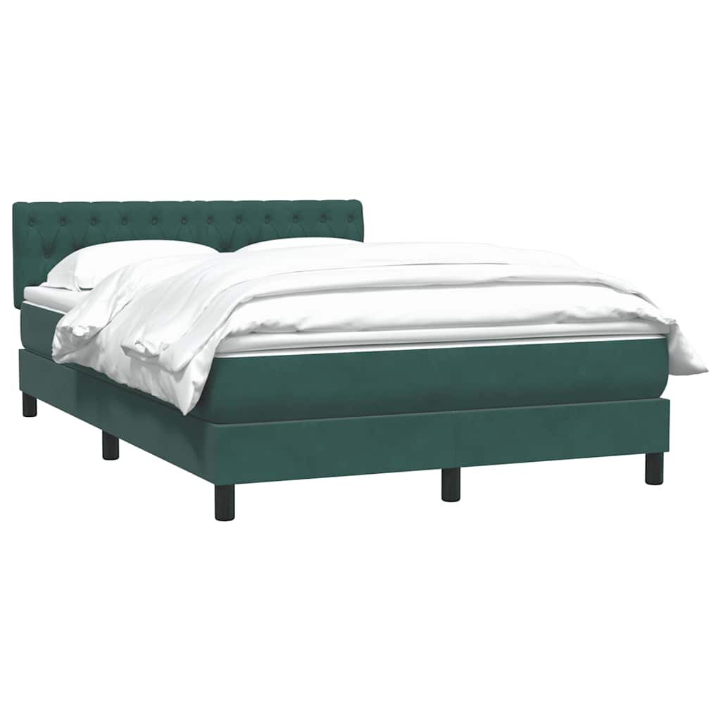vidaXL Box Spring Κρεβάτι με στρώμα Σκούρο πράσινο 140x220cm Βελούδινο