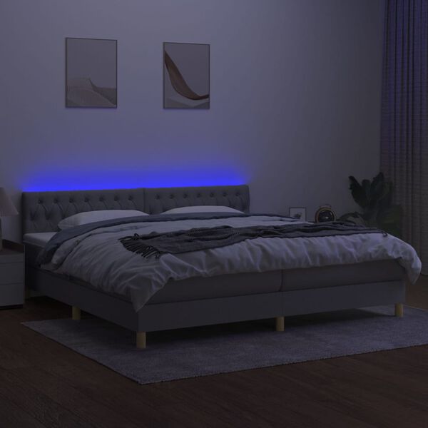 vidaXL &Kappa;&rho;&epsilon;&beta;ά&tau;&iota; Boxspring &mu;&epsilon; &Sigma;&tau;&rho;ώ&mu;&alpha; & LED &Alpha;&nu;.&Gamma;&kappa;&rho;&iota; 200x200&epsilon;&kappa;. &Upsilon;&phi;&alpha;&sigma;&mu;ά&tau;&iota;&nu;&omicron;