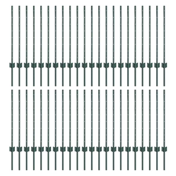 vidaXL Πό posts φράχτη 44 pcs Πράσινο 120 cm Ατσάλι