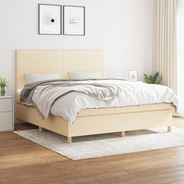 vidaXL &Kappa;&rho;&epsilon;&beta;ά&tau;&iota; Boxspring &mu;&epsilon; &Sigma;&tau;&rho;ώ&mu;&alpha; &Kappa;&rho;&epsilon;&mu; 160x200 &epsilon;&kappa;. &Upsilon;&phi;&alpha;&sigma;&mu;ά&tau;&iota;&nu;&omicron;