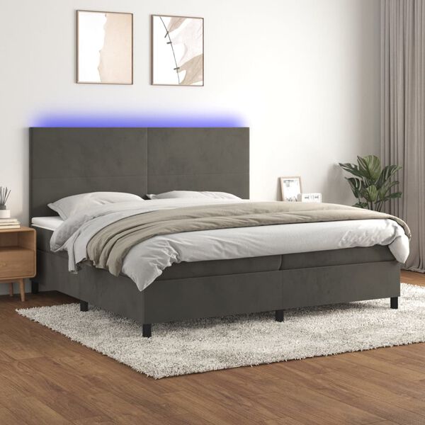 vidaXL &Kappa;&rho;&epsilon;&beta;ά&tau;&iota; Boxspring &mu;&epsilon; &Sigma;&tau;&rho;ώ&mu;&alpha; & LED &Sigma;&kappa;. &Gamma;&kappa;&rho;&iota; 200x200&epsilon;&kappa;. &Beta;&epsilon;&lambda;&omicron;ύ&delta;&iota;&nu;&omicron;